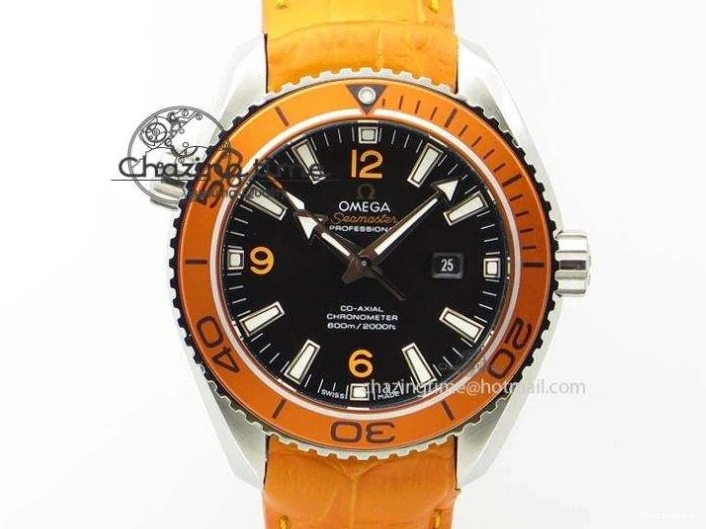 0223 WrinkleFree Seamaster Planet Ocean 600M 43.5mm SS SCF 1:1 Best Edition Black Orange Bezel Black Dial on SS Bracelet A8900 Super Clone 7682